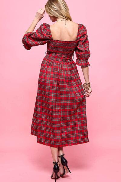 Jenny Plaid Midi Dress