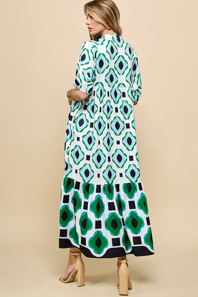 Pixie Green Geo Dress