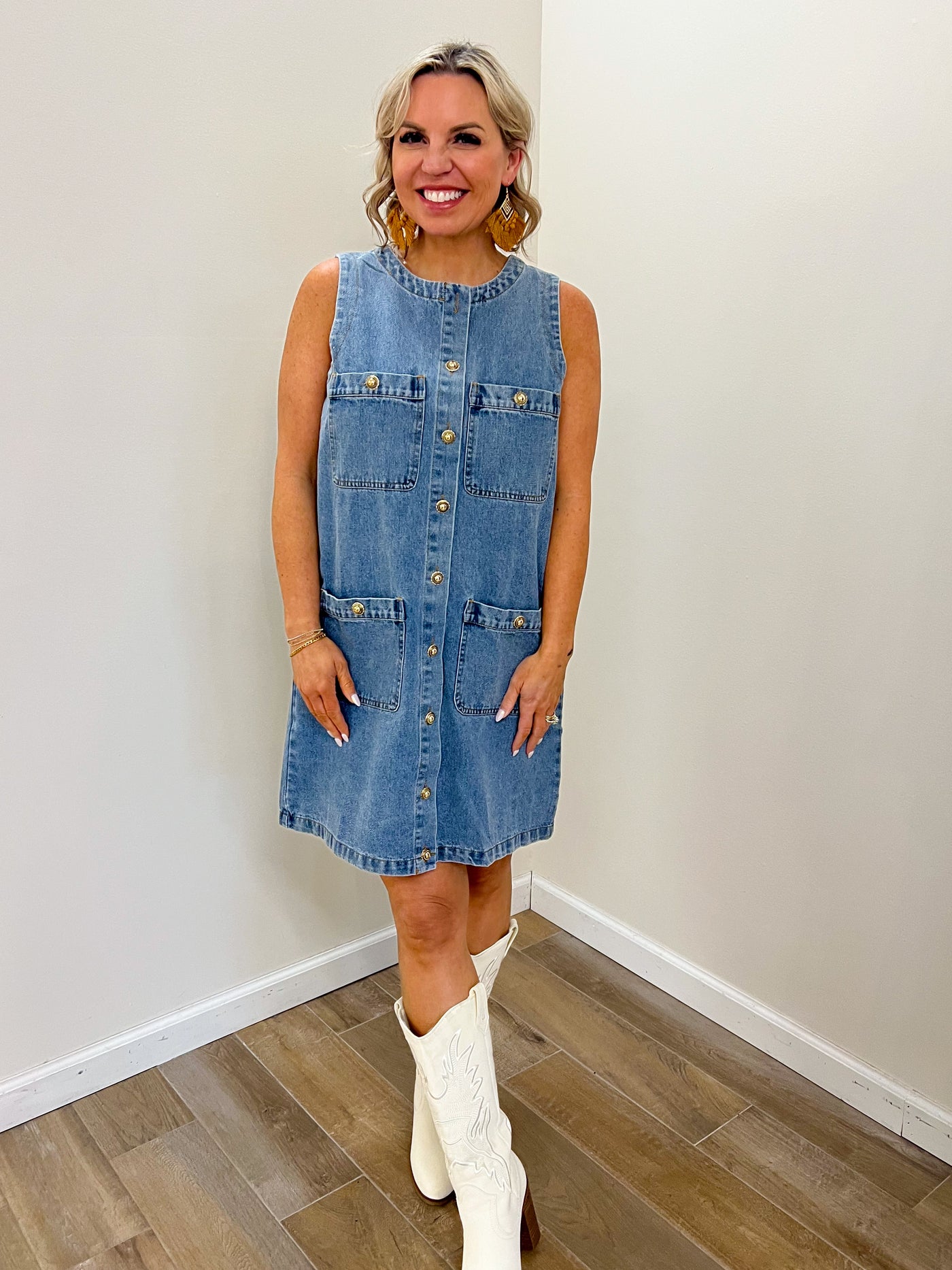 Taylor Sleeveless Denim Dress