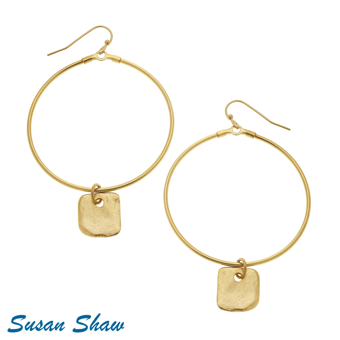 SS Gold Oval and Square Hoop Earrings