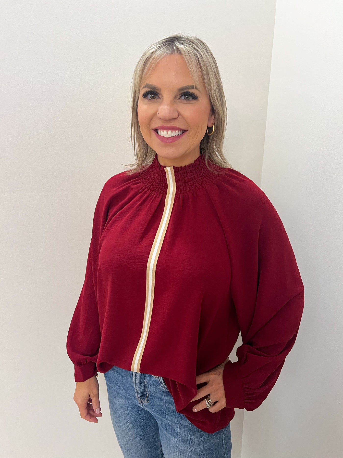 Lila Burgundy Stripe Top