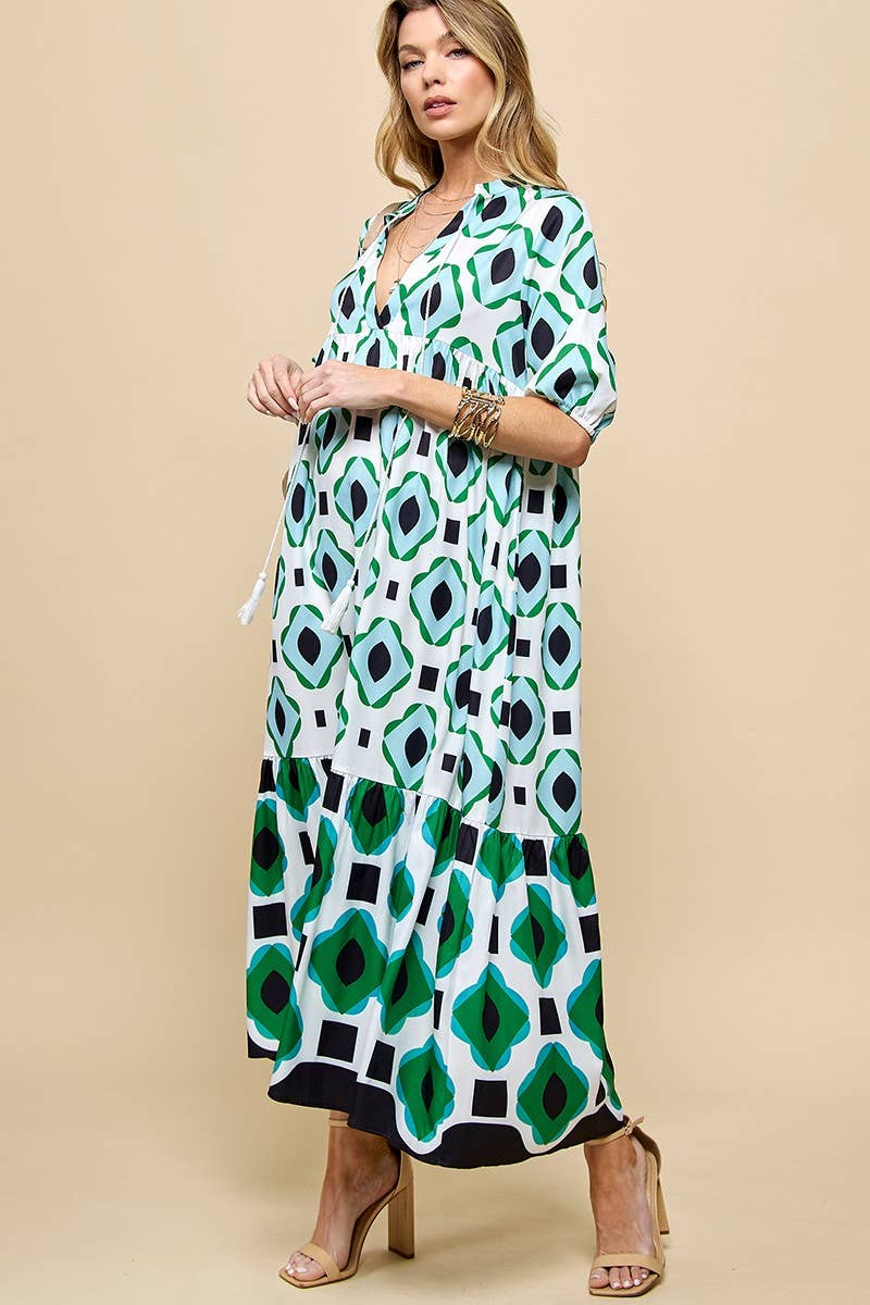 Pixie Green Geo Dress