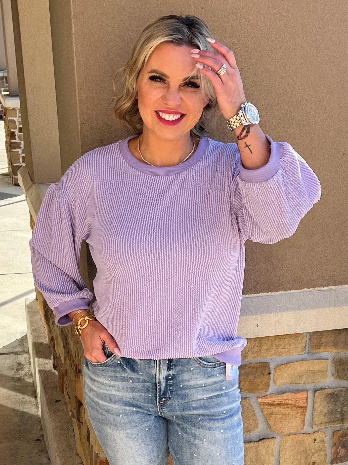 Aryn Textured Top (Lavender)