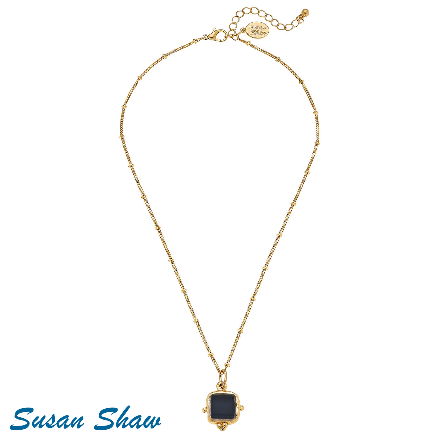 SS Square Necklace (Black)