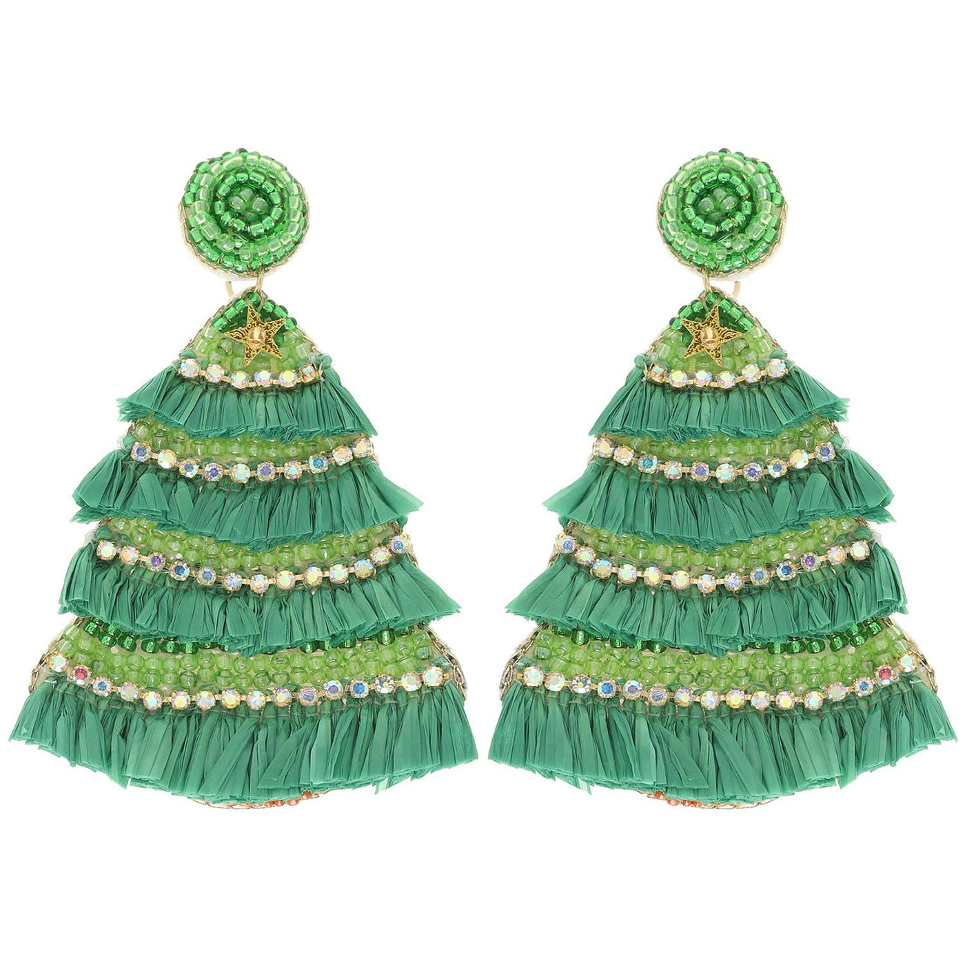 Christmas Green Layered Earrings