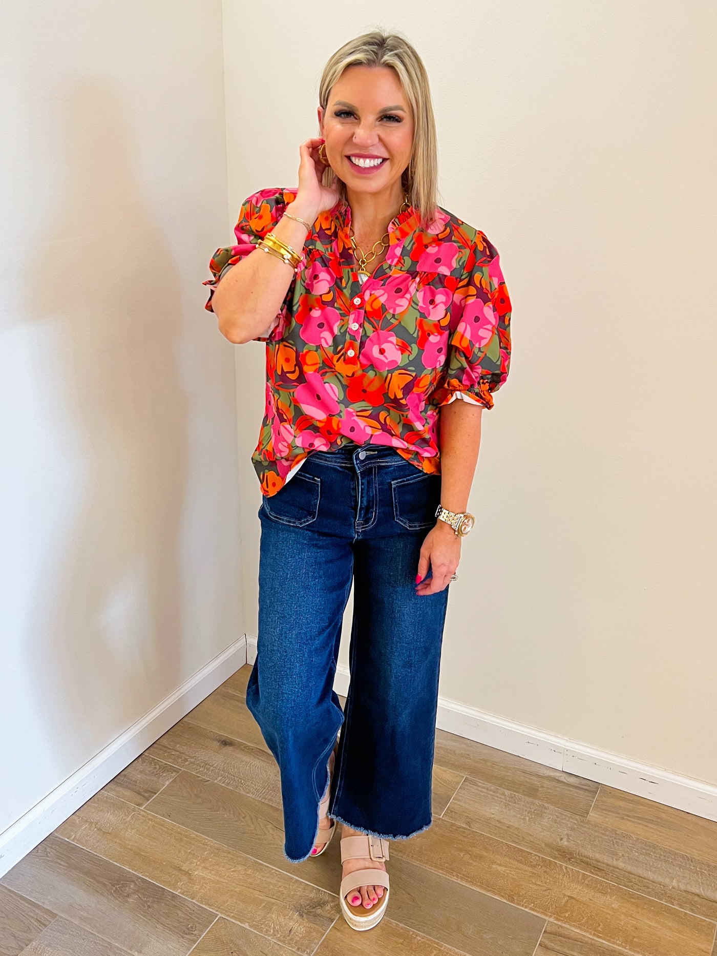 Marlowe Olive Floral Top