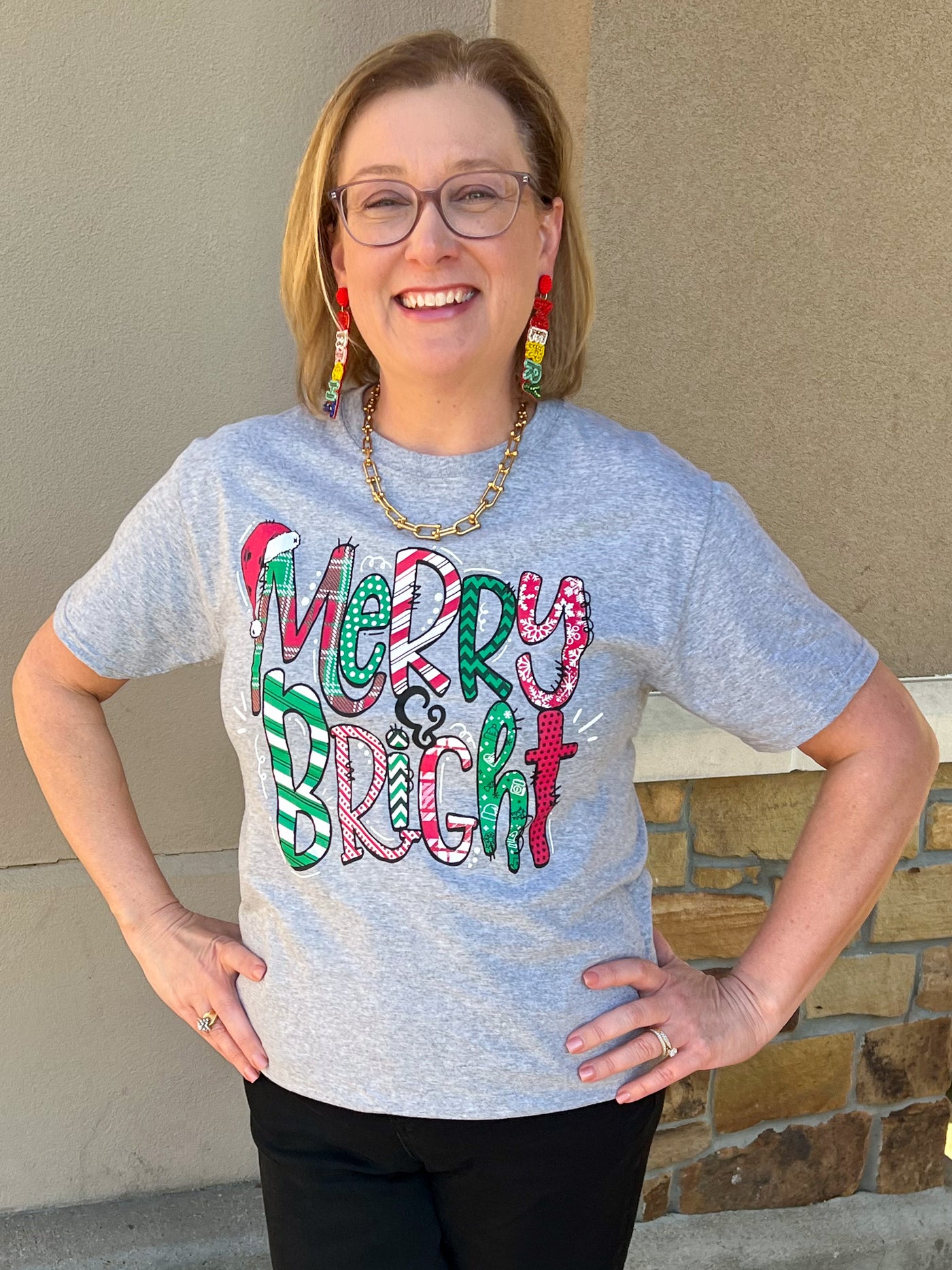 Merry and Bright Christmas Graphic Top