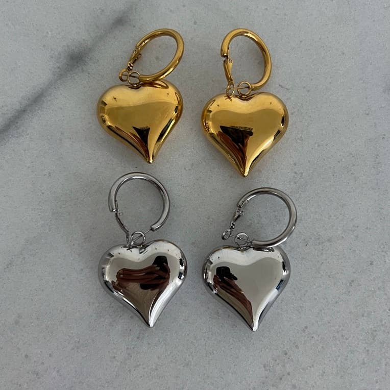 BUBBLE HEART EARRINGS : GOLD