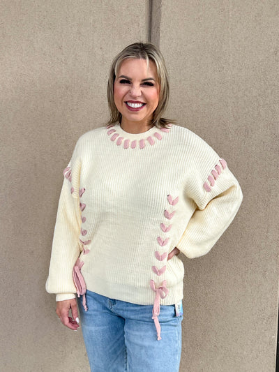 Marie Pink Accent Sweater