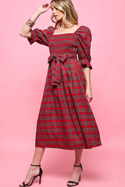 Jenny Plaid Midi Dress