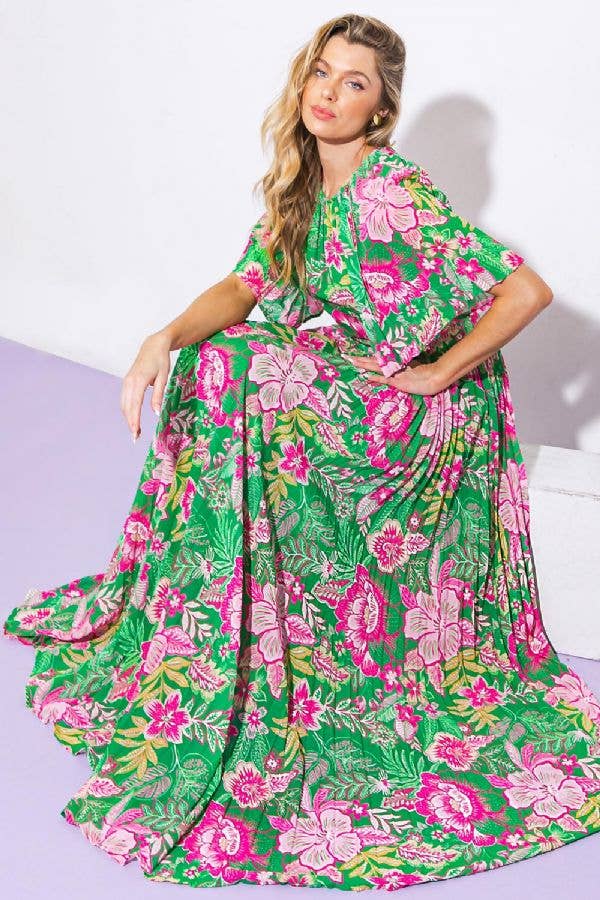 Evelyn Maxi Dress (Green/Pink)