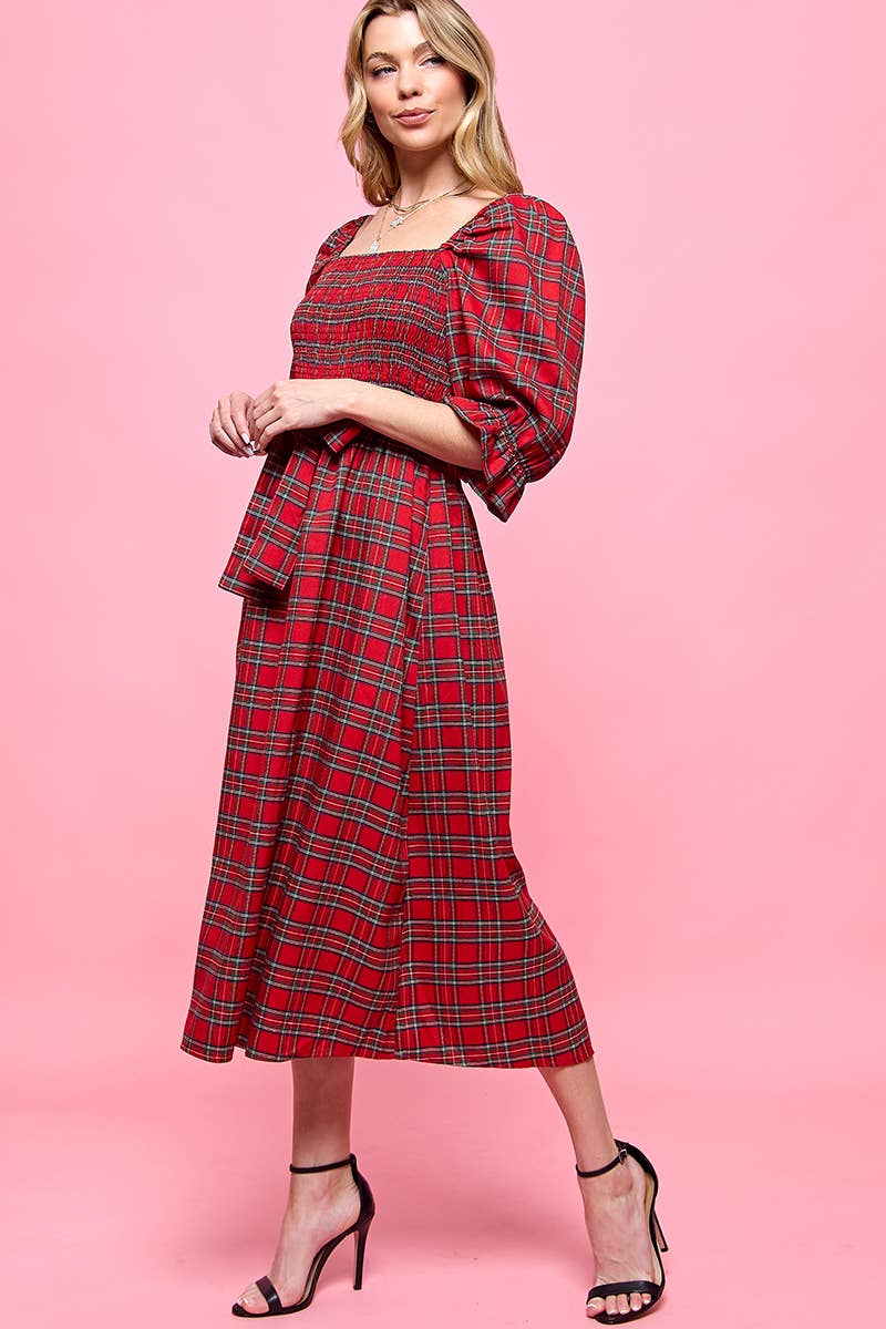 Jenny Plaid Midi Dress