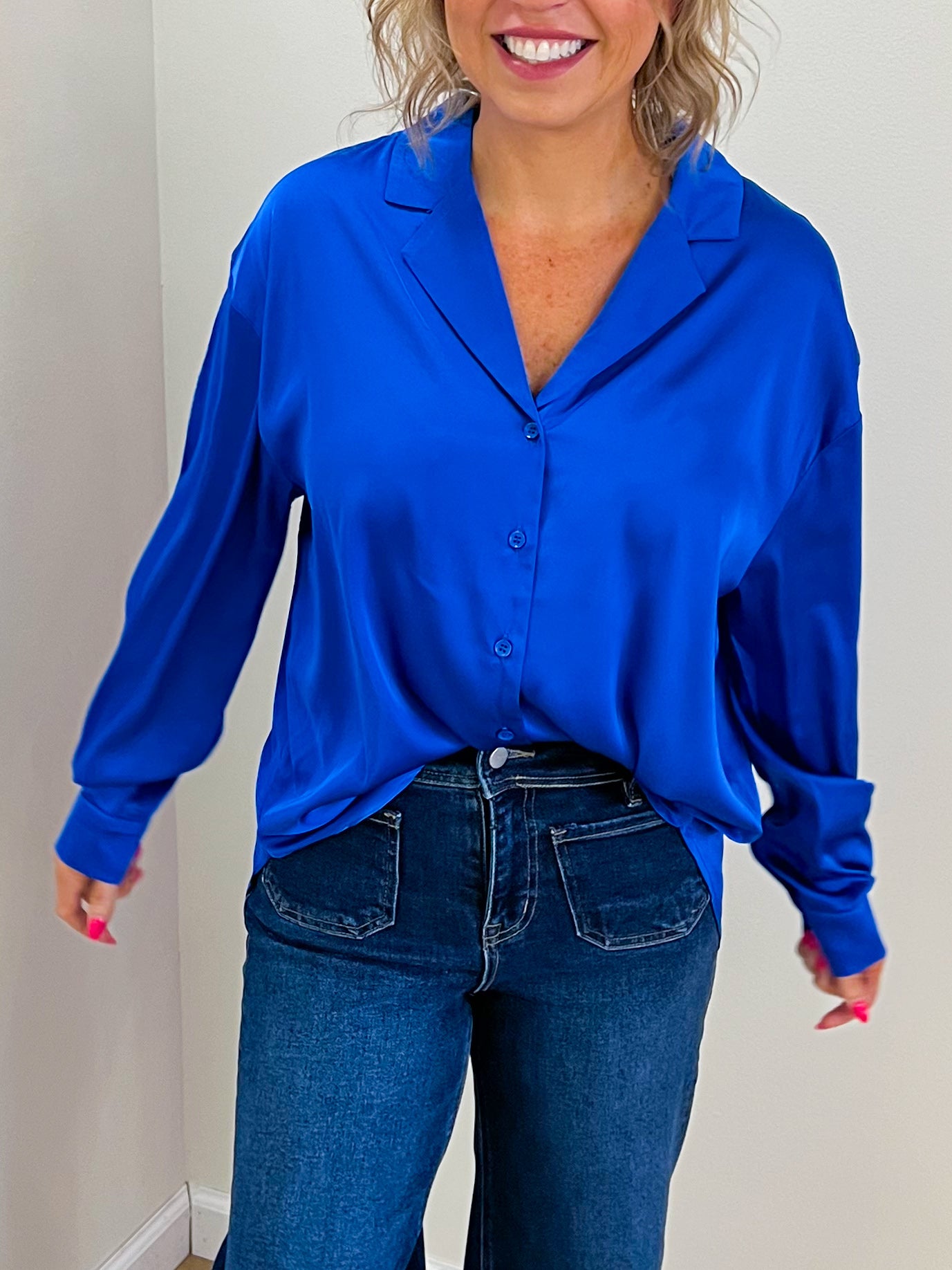 Lowyn Satin Top (Royal Blue)