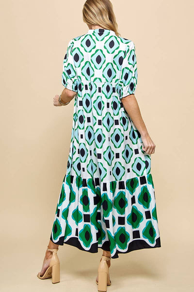 Pixie Green Geo Dress