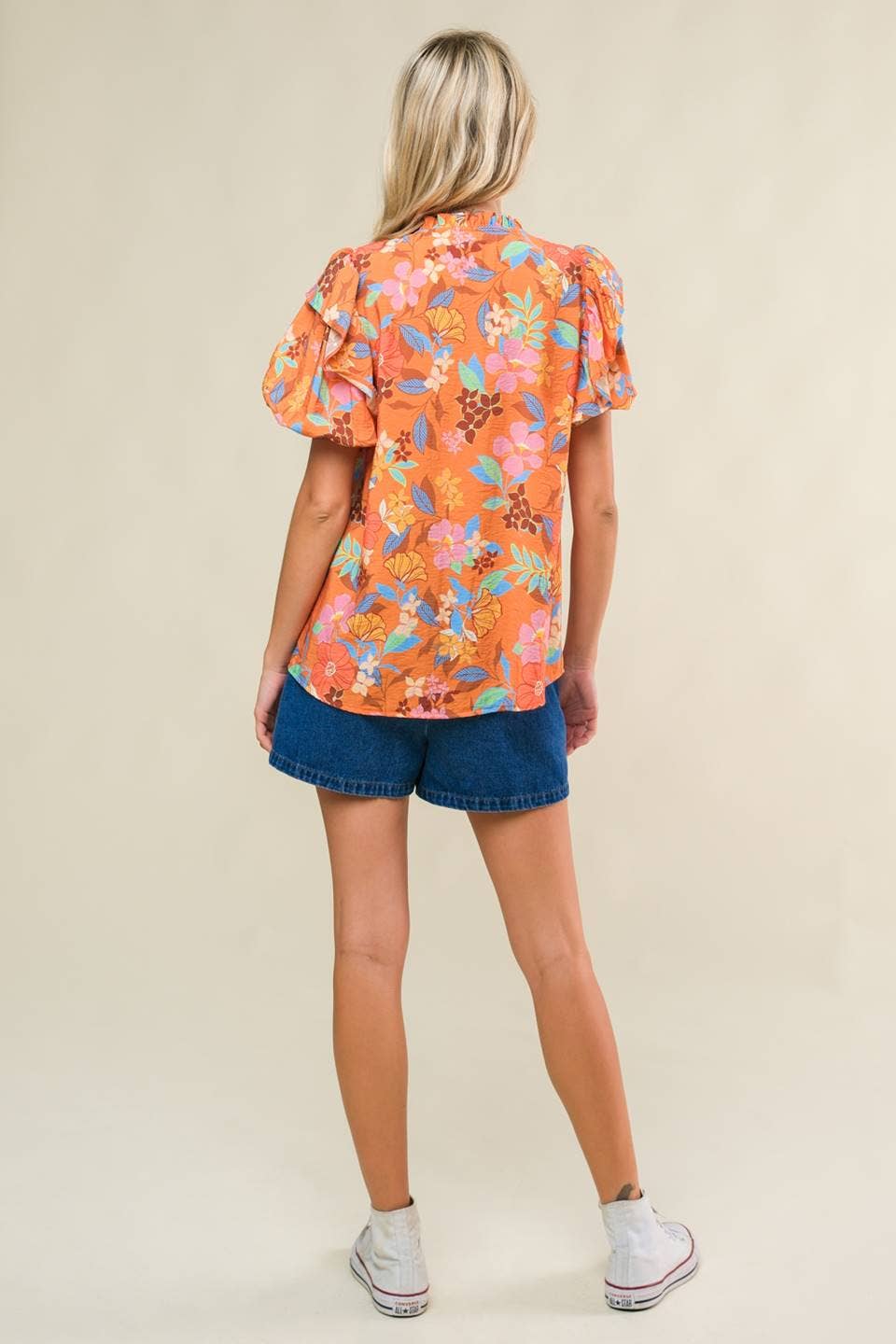 Alex Camel Floral Top