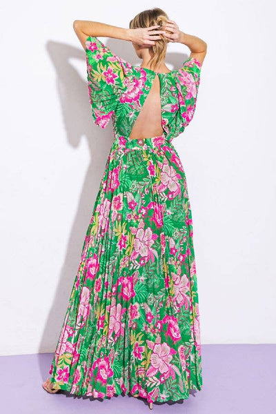 Evelyn Maxi Dress (Green/Pink)