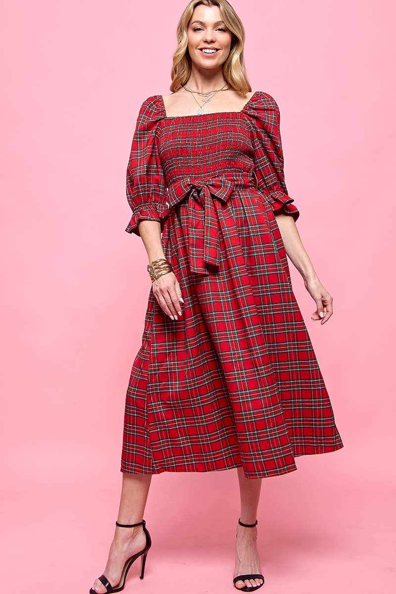 Jenny Plaid Midi Dress