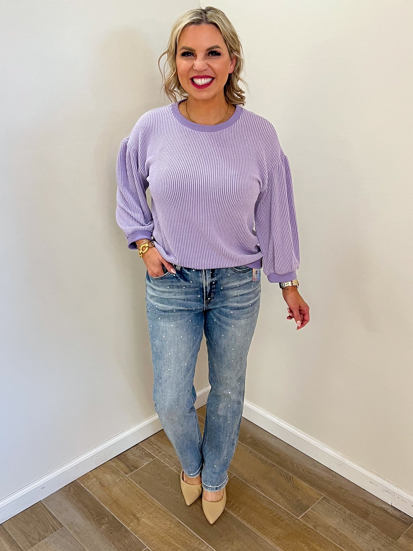 Aryn Textured Top (Lavender)