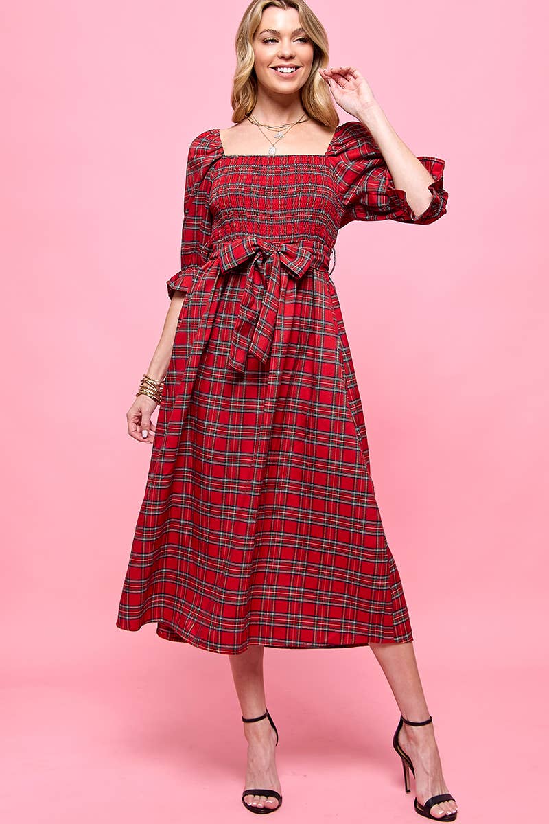 Jenny Plaid Midi Dress