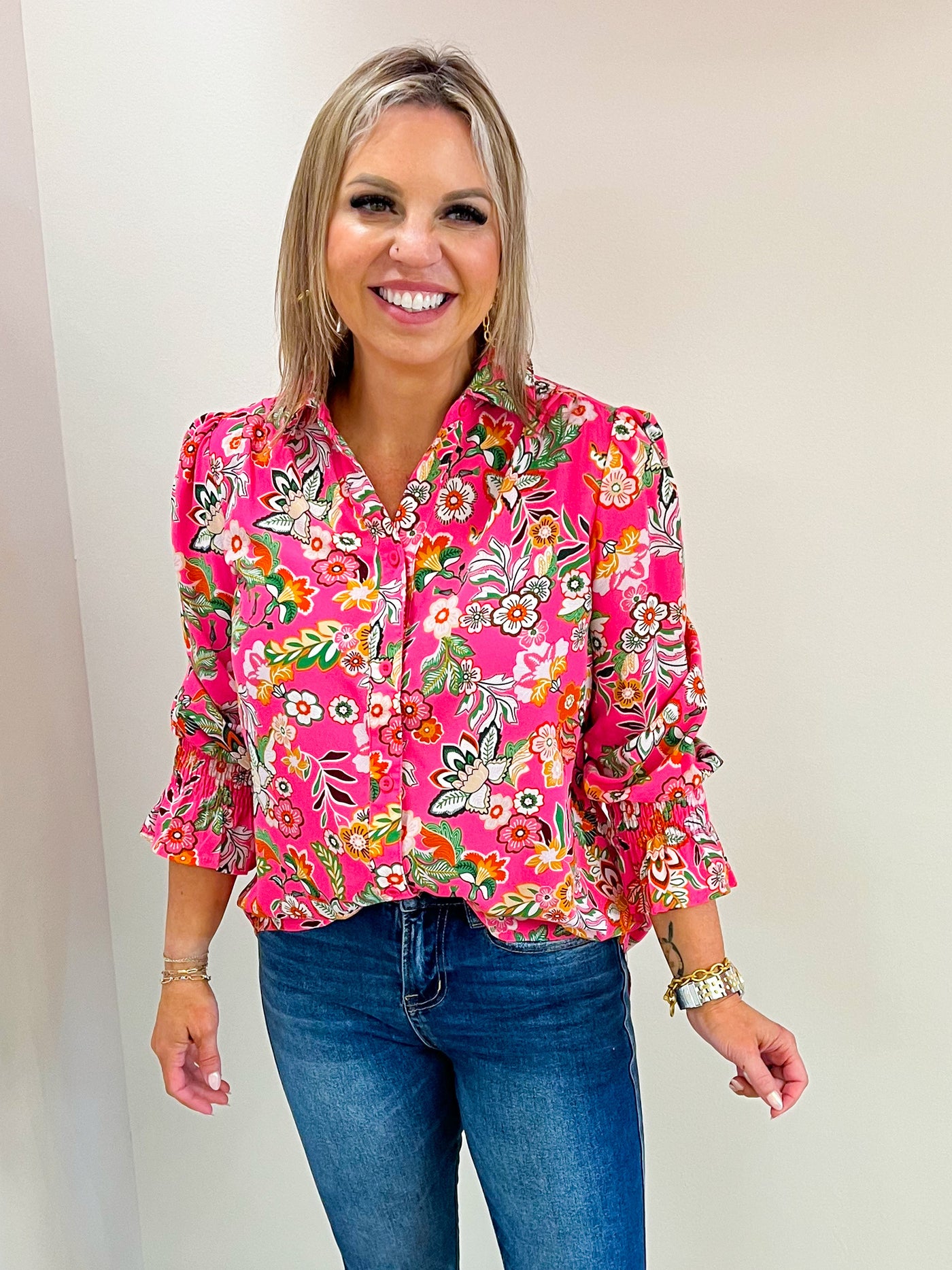 Jackie Pink Floral Top