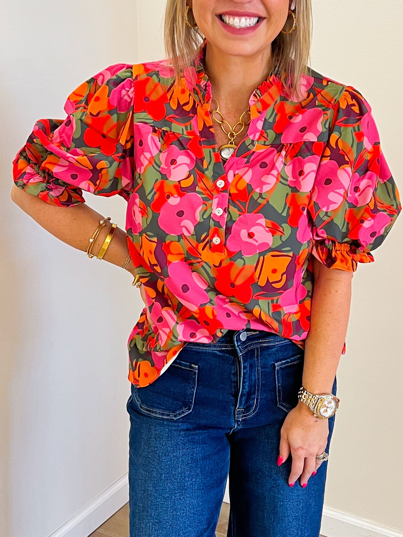 Marlowe Olive Floral Top