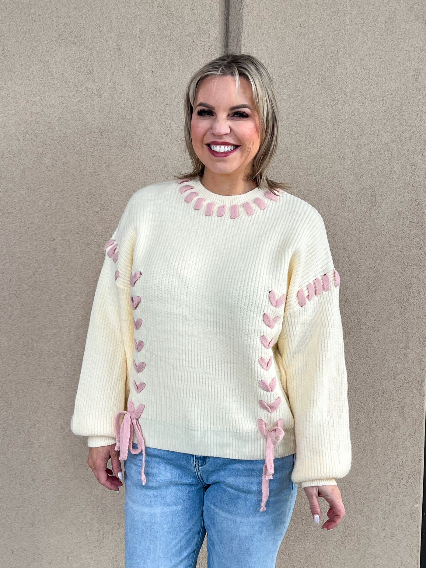 Marie Pink Accent Sweater