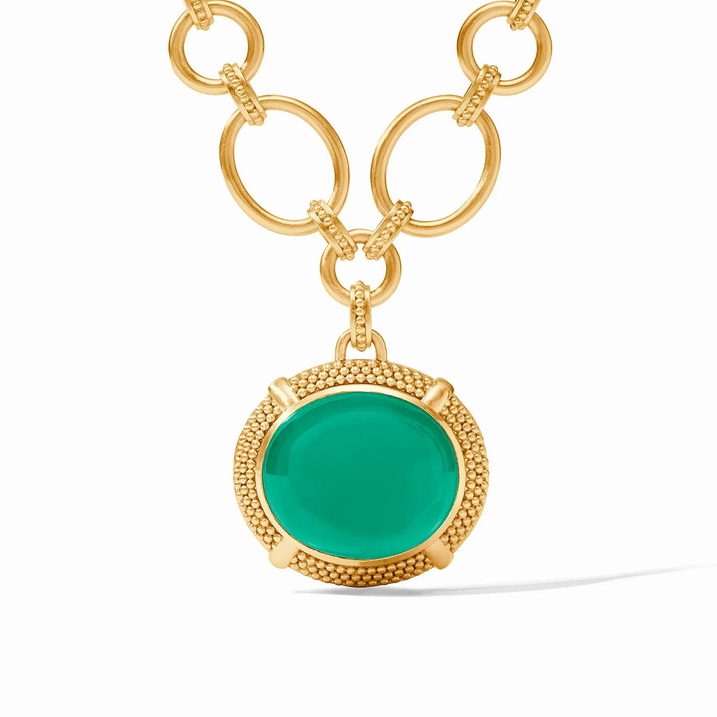 Julie Vos Cabochon Statement Necklace (Iridescent Emerald Green)