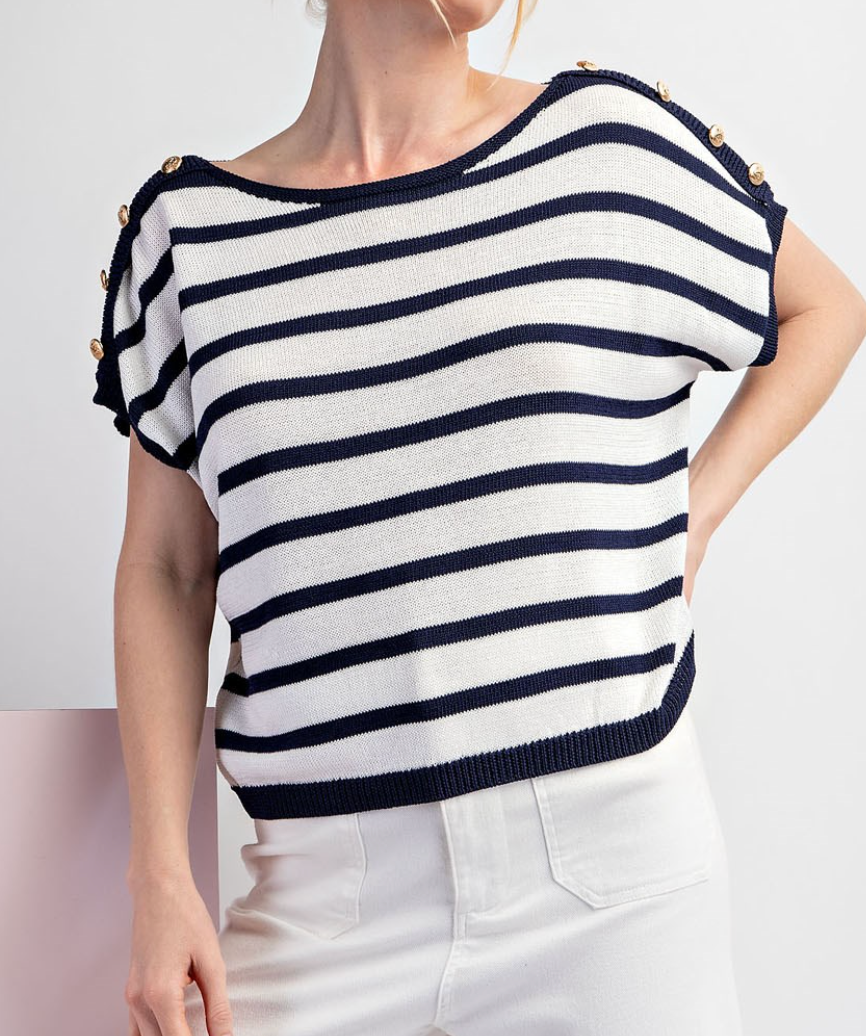 Tarah Stripe Top (Navy)