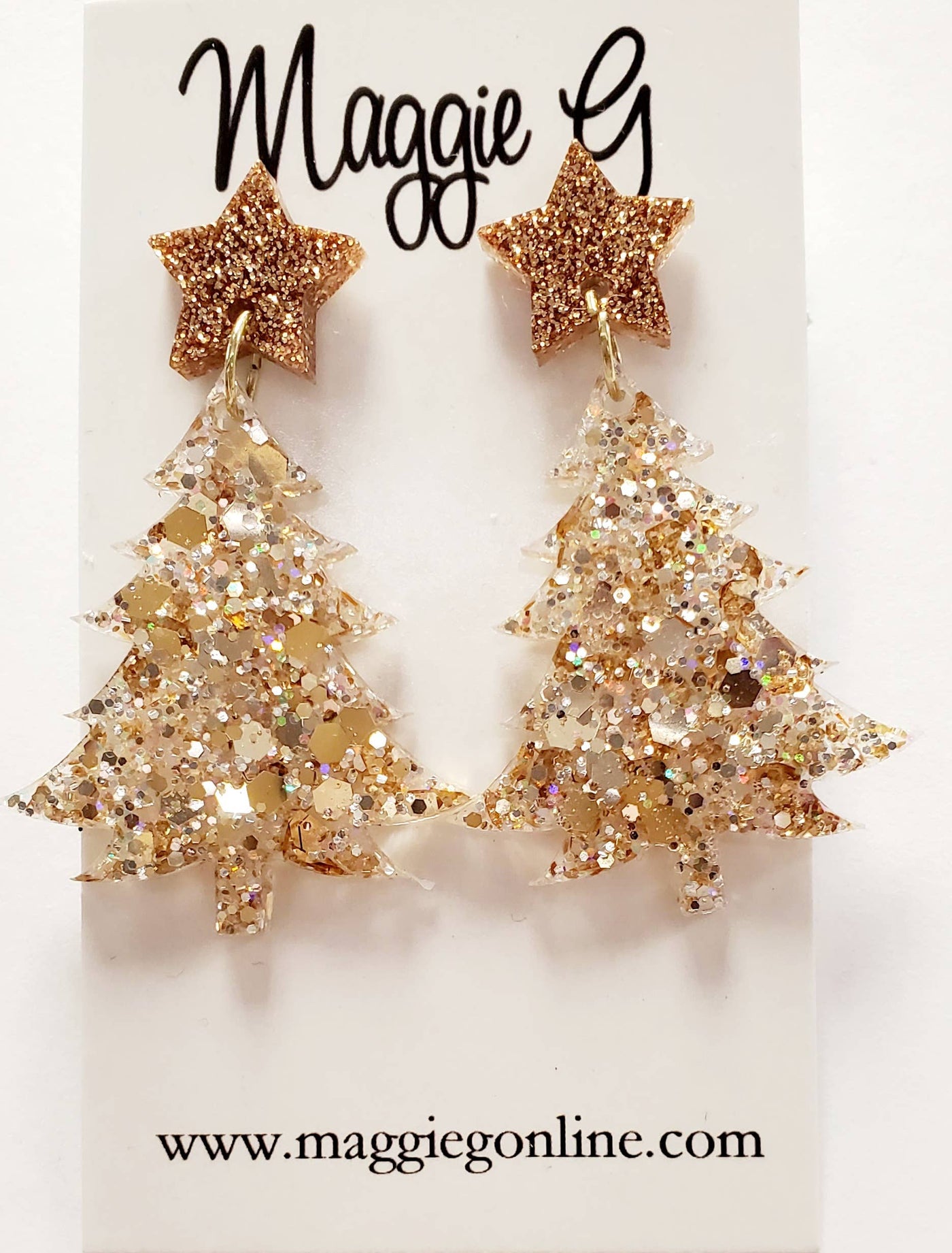 Christmas Tree Gold Earrings