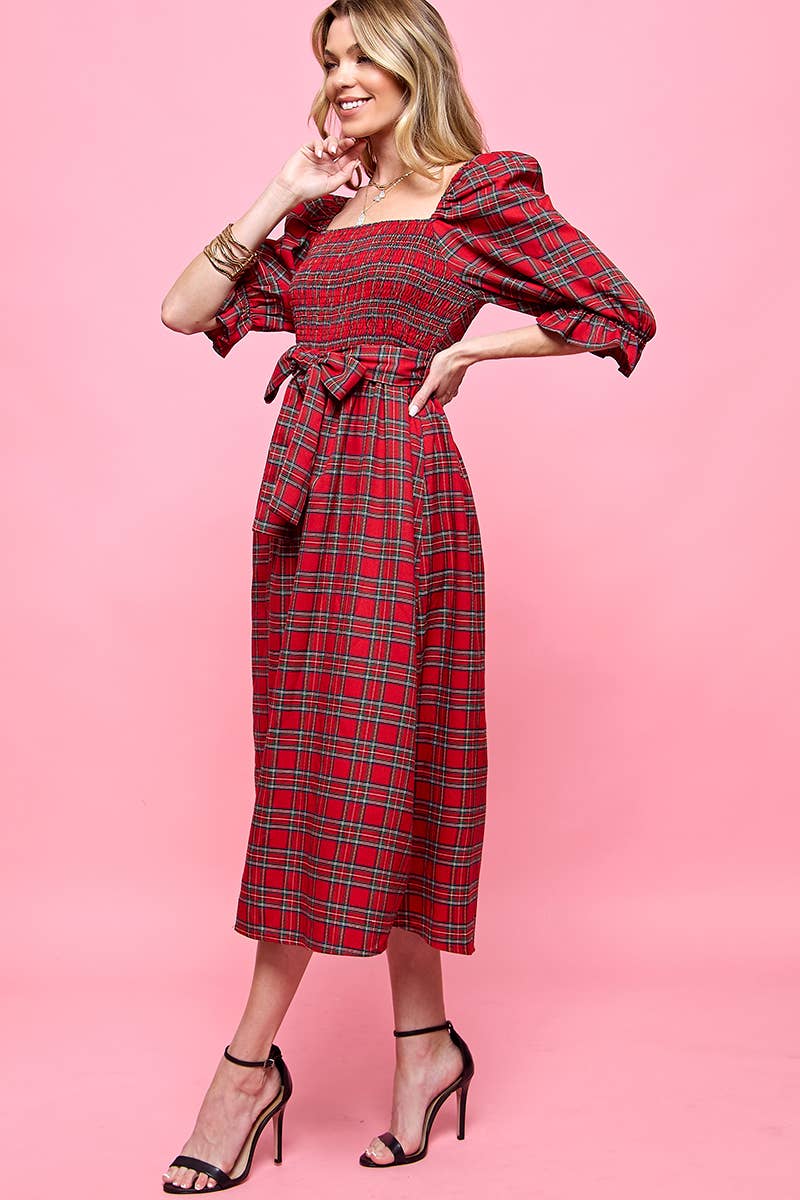 Jenny Plaid Midi Dress