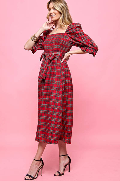 Jenny Plaid Midi Dress