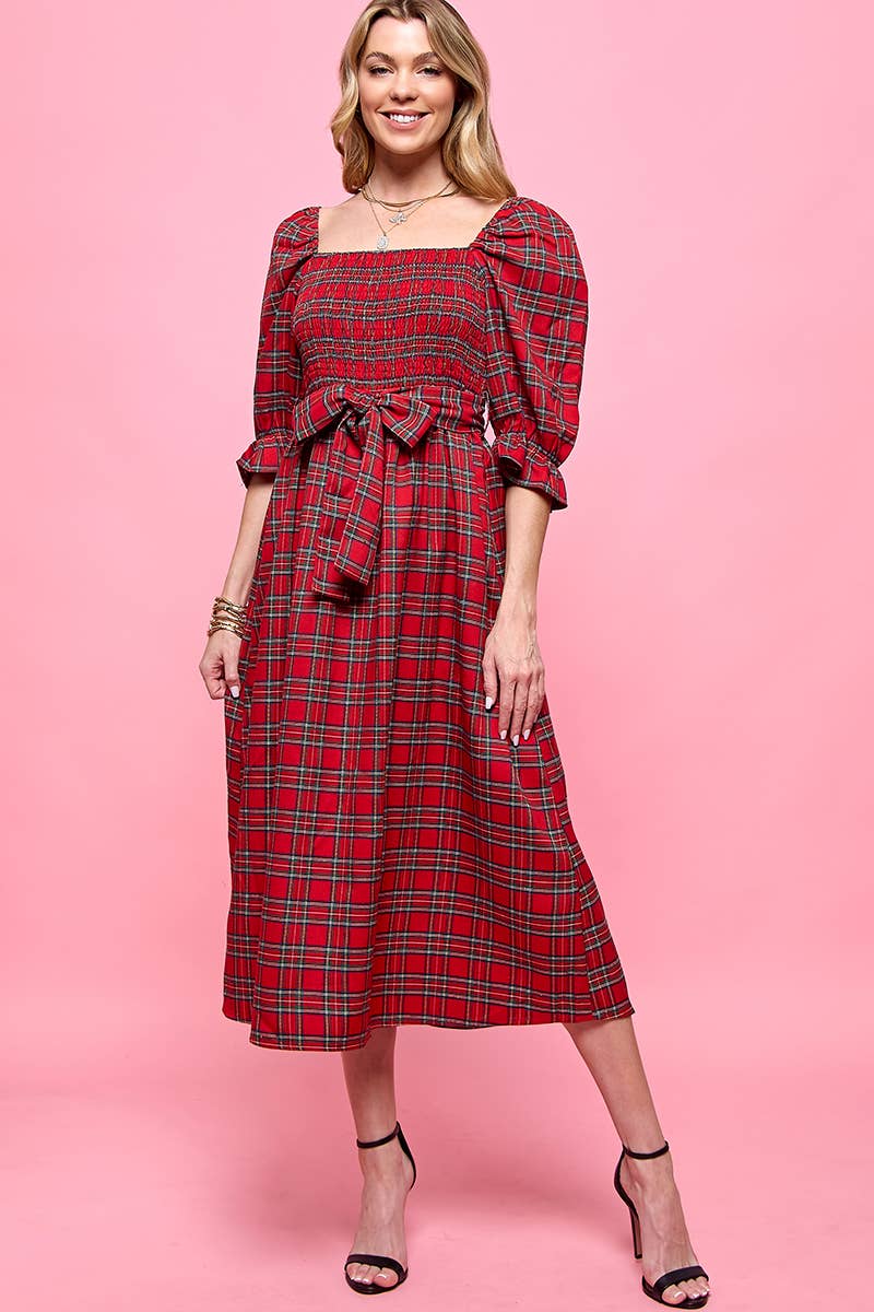 Jenny Plaid Midi Dress