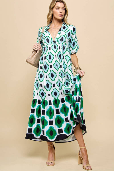 Pixie Green Geo Dress