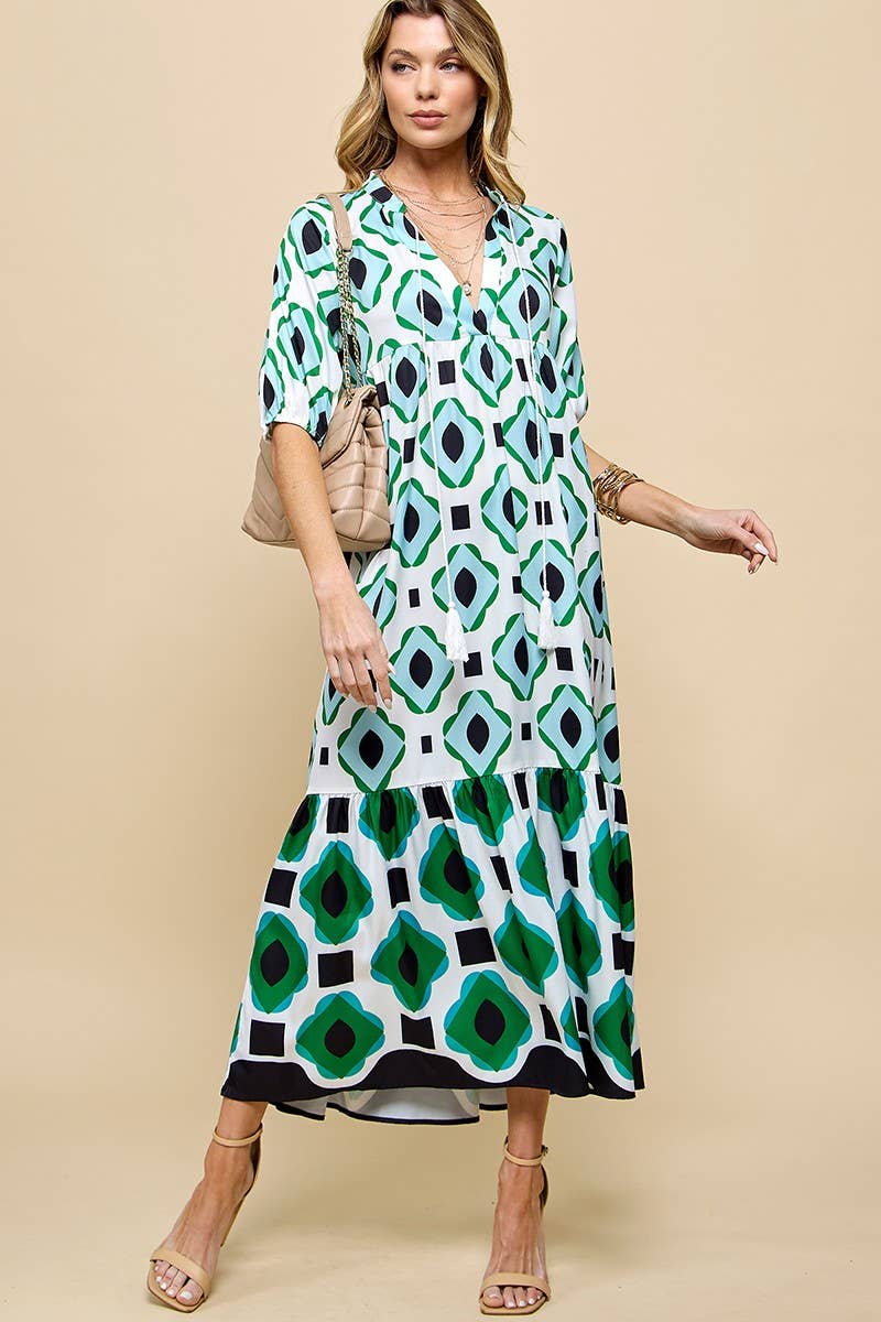 Pixie Green Geo Dress