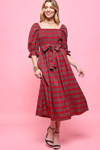 Jenny Plaid Midi Dress