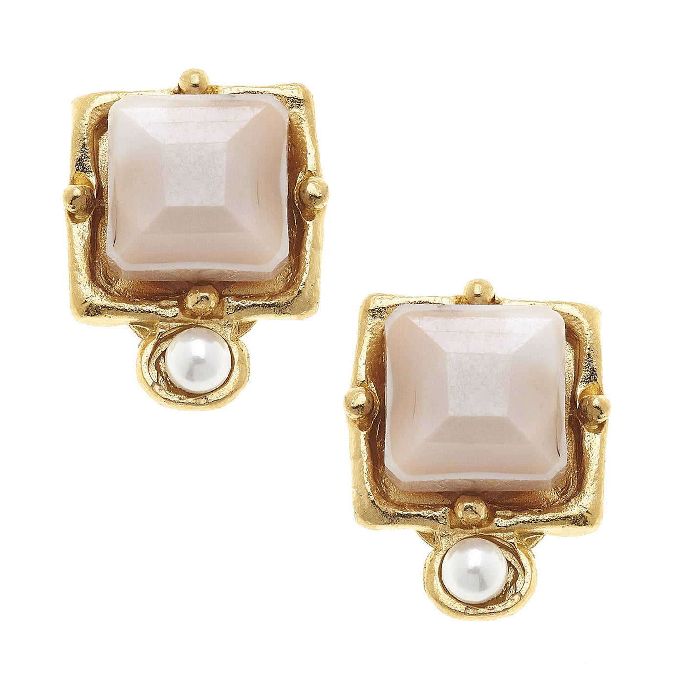 London Blush Crystal + Pearl Detail Studs